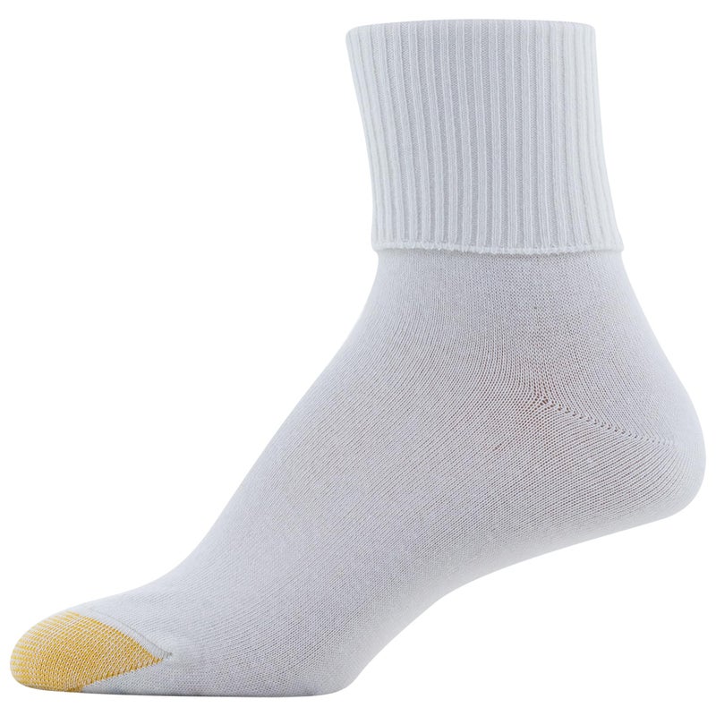 GOLDTOE Women's Providence Turn Cuff Socks, 3-Pairs, White, Shoe Size: 6-9 - Image 3